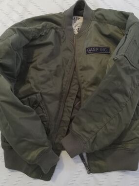 GASP INC. Men's Olive Bomber Jacket with Ribbed Trim